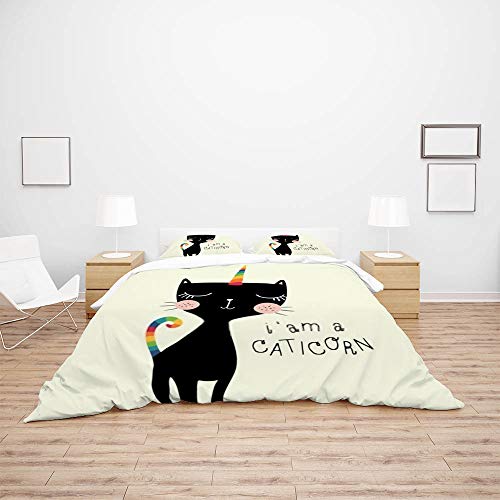 Housse de couette licorne 3 pièces en polyester résistant pour lit enfant - 4