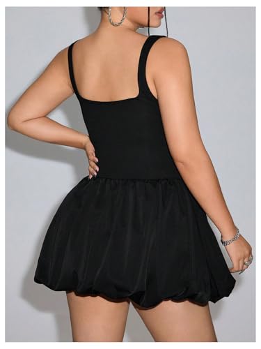 SOLY HUX Vestido feminino plus size, gola quadrada, sem mangas, evasê, evasê, mini vestidos Y2k, Pre