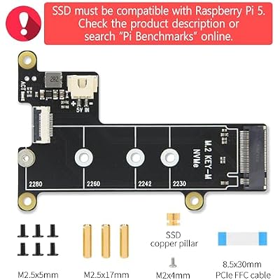 ElectroCookie Raspberry Pi 5 Case, Aluminum Compact Case with M.2 NVMe SSD PCIe HAT and Active RGB Lighting Cooler (Black Case + M.2 HAT[X1001])