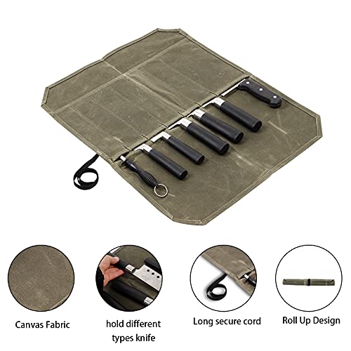 Knife Roll, Chef’s Knife Roll Bag, Waxed Canvas Knife Roll Case, Portable Knife Wrap, Kitchen Knife Storage Case, Chef Tools Protector, Culinary Knife Bags, Travel Tool Roll Pouch, Utensil Canvas Wrap #TOP2