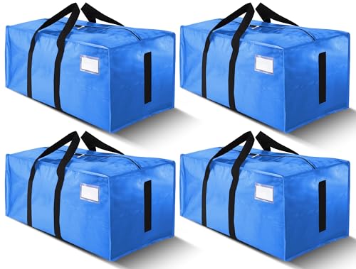 Image of HOMESURE Supports 200lbs Heavy Duty Moving Bags - Strong Zipper & Wrap-Around Handles - Water-Resistant Storage Totes, Durable Alternative to Moving Boxes - 4 Pack - Sky Blue