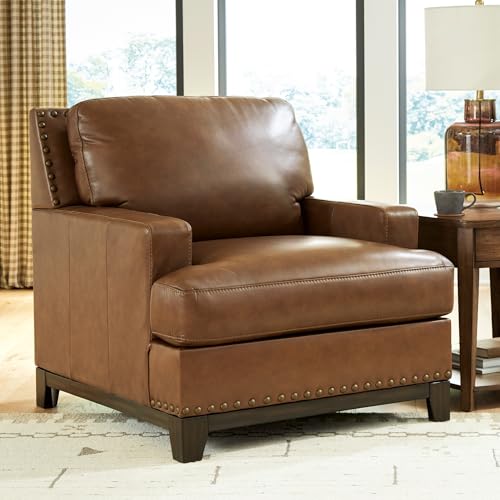 Image of Signature Design by Ashley Oversized Brown Leather Accent Chair, Amber