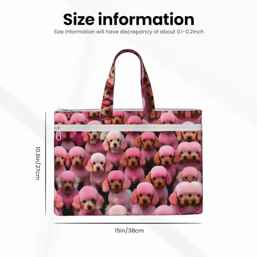 Red Poodles Dogs Canvas Document Bag Briefcase For Professionals And Executives4
