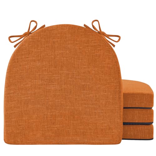 Image of IPYNBAP Chair Cushions for Dining Chairs, Kitchen Chair Cushions, 16'' x 16'' x 2'', Non Slip Indoor Seat Cushions, Chair Pads for Dining Chairs with Ties & Removable Cover, Set of 4, Rust