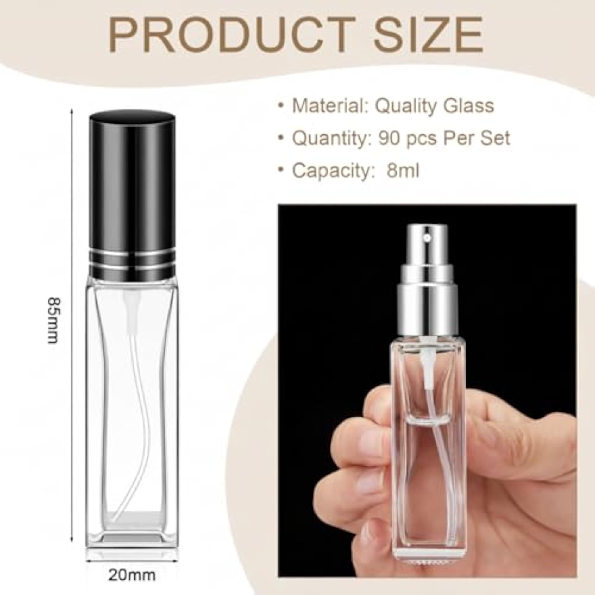 90 Pcs Refillable Small Travel Perfume Atomizer Bottles