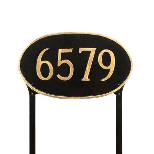 Montague Metal Products - Oval House Number Plaque - Custom Classic Large Oval Address Sign with Lawn Stakes - Powder Coated Aluminum - 26 Color Options - House Address Plaque