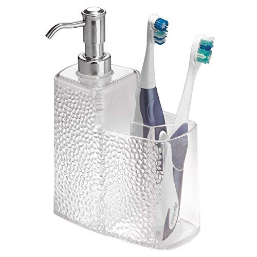 MDesign Set Dispenser Sapone con Porta spazzolini