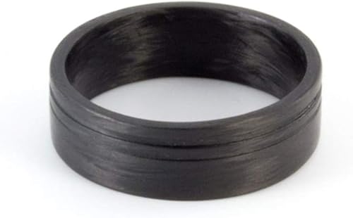 Miniatura 3 de Men's carbon fiber flat ring. Modern and industrial black wedding band. Water resistant, very durable and hypoallergenic. (00108_7N)