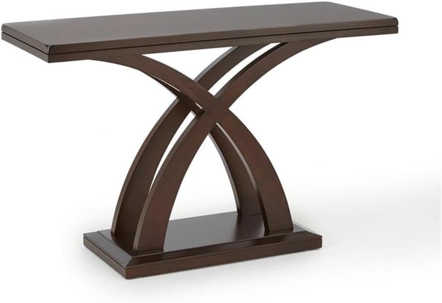 Pemberly Row Console Table, 48 in x 18 in x 30 in, Espresso Cherry Wood and Mango Veneers, Decorative Base, Thick Top, Minimalist Frame, Sophisticated Indoor Living Room Accent Table