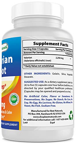 Best Naturals Valerian Root ,250 Capsules,450 Mg #TOP5