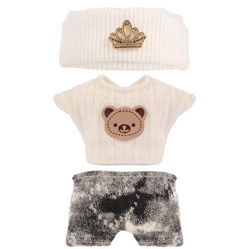 3-Piece Doll Outfit Set for 15-17cm Figures - Cute Hat, Pants and Faux Knit Sweater