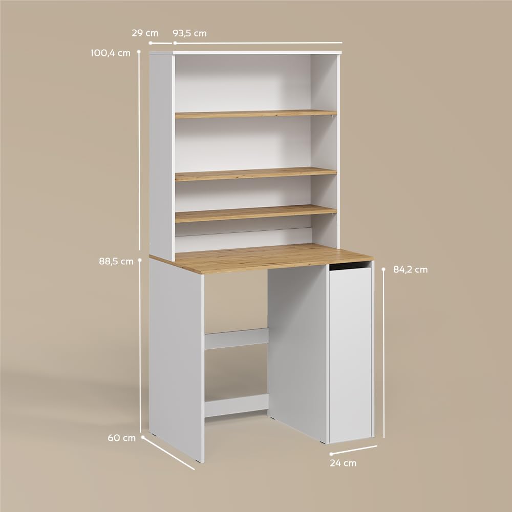 Livinity Armoire Machine à Laver Paolina, Blanc/Artisan, 93.6x88.2cm | 2 parties avec armoire et étagèreEspace supplémentaire au-dessus de l'appareil pour ranger les détergents et les accessoires