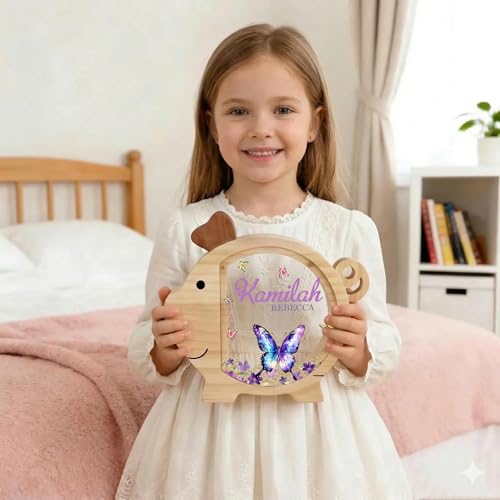 Image of Personalized Piggy Bank, Wooden Money Banks for Kids, Custom Gifts for Boys and Girls, Personalized Piggy Bank for Girls