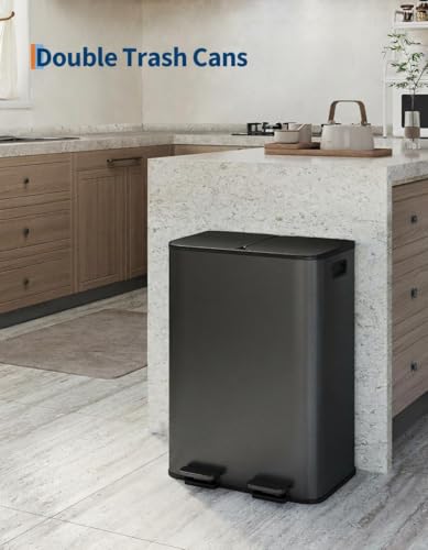 Takywep doble caneca de basura acero inoxidable 2 x 8 gal miniatura 6