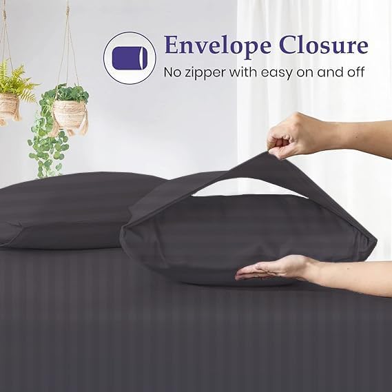 Balsara's Boating Sheet Set - 100% Egyptian Cotton 800TC Universal V Berth The Best Boat V Berth Bedding Fits mattresses up to 6” Depth - Great Gift for Boaters! (Dark Grey Stripe) - Image 3