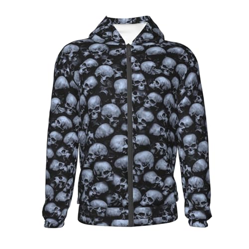 Gothic Skull Kids Pullover Hoodies Boys Zip Up Sweatshirts Girls Athletic Clothes with Pocket2