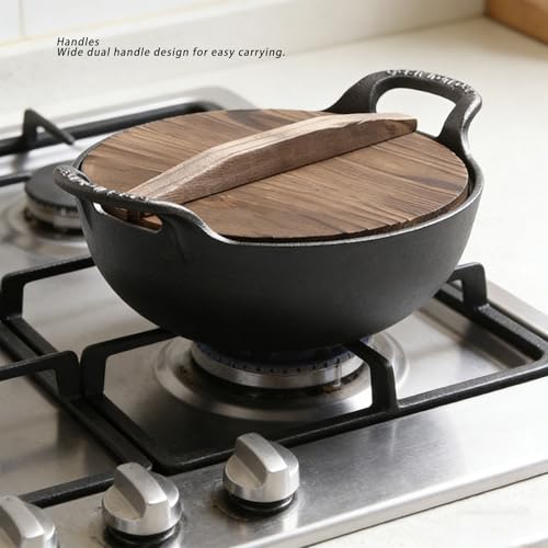 Wok de Hierro Fundido con Tapa de Madera 30 cm miniatura 6