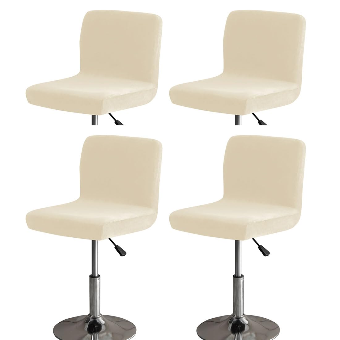 Bifaunvogel Beige Bar Stools Cover With Back Velvet Barstools Slipcovers Stretch Counter Height Bar Stool Covers Protector Square Swivel Barstool Covers For Kitchen Bar Set Of 4