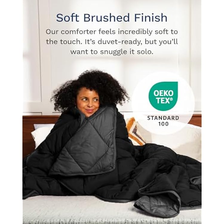 ViscoSoft King Comforter - Cloud-Soft Down Alternative Duvet Insert, All Season Cooling Lightweight Reversible Quilted Blanket for Bedroom & Guest Room, Oeko-TEX Certified, Black/Gray