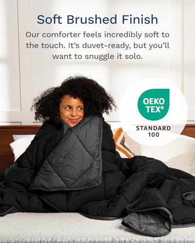 Image of ViscoSoft Twin /Twin XL Comforter - Cloud-Soft Down Alternative Duvet Insert, All Season Cooling Lightweight Reversible Quilted Blanket for Dorm & Guest Bed, Oeko-TEX Certified, Black /Gray
