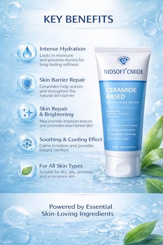 Image of NIDSOFT CMIDE Ceramide-Based Moisturising Lotion - Skin Barrier Repair with Ceramides & Niacinamide | Hydrating Lotion for All Skin Types (Pack of 1)