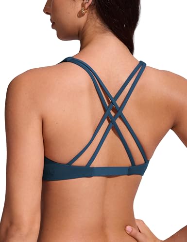 Image of CRZ YOGA Twist Front Bikini Tops | Removable Pads, A-C Cup, V Neck, Criss Cross Back, Swim, Bathing Suit Bra for Women