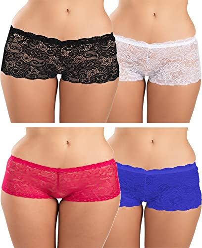 Image of FIMS - Fashion is my style Cotton Lycra Net Boy Short Panty for Womens, Mid Rise, Satin, Hipster Panties, Daily Use, Back and Front Coverage, Brief, See Main Image to Check How Many Panty You Will Get