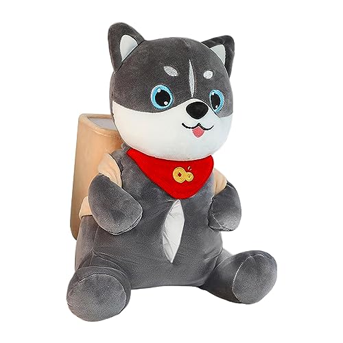 車漫画ティッシュボックスホルダー車ゴミ箱付きかわいいぬいぐるみティッシュホルダーハスキー 27x20x40 cm