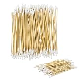 Lot de 200 cotons-tiges longs en bambou de 15,2 cm avec pointes rondes doubles épaisses pour le nettoyage, les sourcils, le maquillage, la beauté