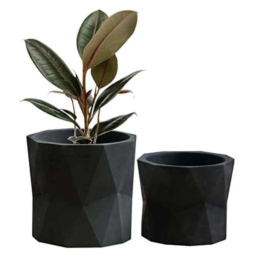 Olly & Rose Designer-Blumentopf-Set, geometrisches Design, 2 Stück, für den Innen- und Außenbereich, Blumentopf-Set (Mattschwarz)
