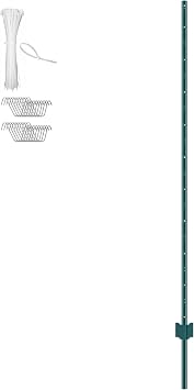 Happybuy 6 Feet Fence Posts, 6 Pack T-Post Heavy Duty Metal Stakes, Green for Garden, Yard, Lawn & Farm Fencing