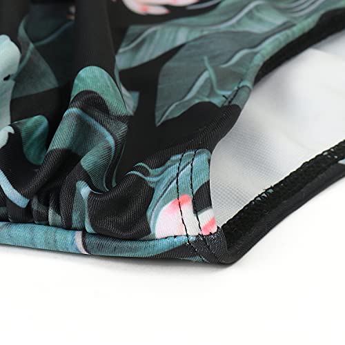 OMKAGI Womens Ruffle Bikini Top High Waisted Bathing Suits Bottom Sexy Tankini (XXL,37-Black Floral) - Image 6