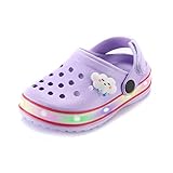 VIYEAR Kinder Jungen Mädchen LED Clogs Süße leichte Sommer Hausschuhe Garden Beach Sandalen, 27 EU,Lila