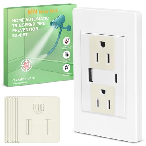 Automatic Fire Prevention Stickers, 18PCS Fire Suppression Sticks Pad for Electrical Outlets&Power Strips, Self-Adhesive Fire Protection Device, No Power Needed,Easy Install Electrical Safety for Home
