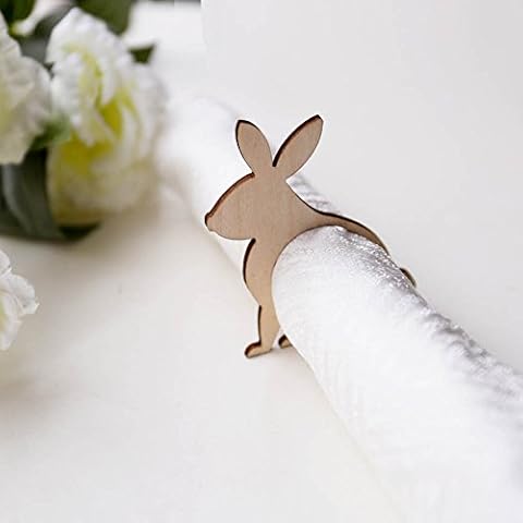 15PCS Wood Easter Rabbit Napkin Rings,Easter Bunny Party Decor,Laser Cut Place Setting,Rabbit Napkin Ring, Easter Table Decor Cover