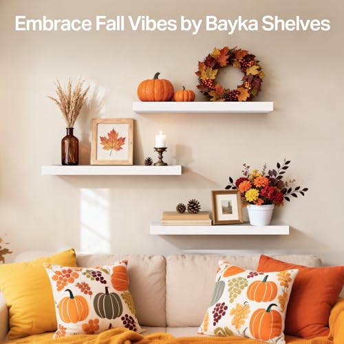 image for BAYKA White Floating Shelves for Wall, 22.5 inches Wall Mounted Rustic