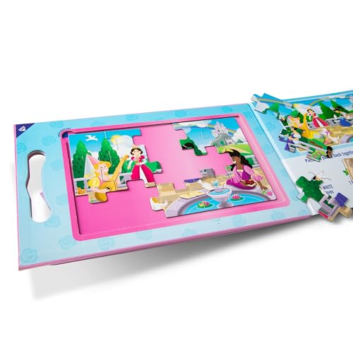 Image of Melissa & Doug Take-Along Magnetic Jigsaw Puzzle Set - Princesses (2 x 15 Piece) Travel Activity Toy for Preschoolers and Kids Ages 3+