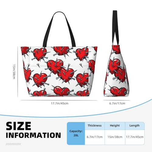 Tranquil Nighttime Print 28L Large Beach Tote Bag, 7 Pockets Waterproof Travel Shoulder Bag, Gym Oversized Tote4