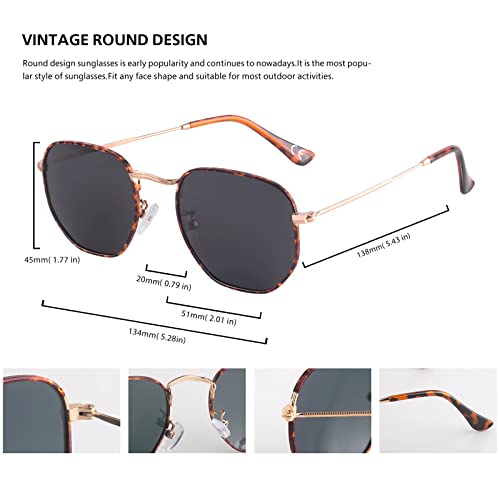 Image of Hipster Hexagonal Polarized Sunglasses Men Women Geometric Square Small Vintage Metal Frame Retro Shade Glasses