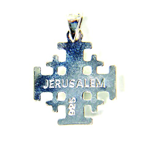 Sterling Silver (925) Jerusalem Crusader's cross Pendant Handcrafted in the Holy Land. Engraved by diamond cutting machine.3