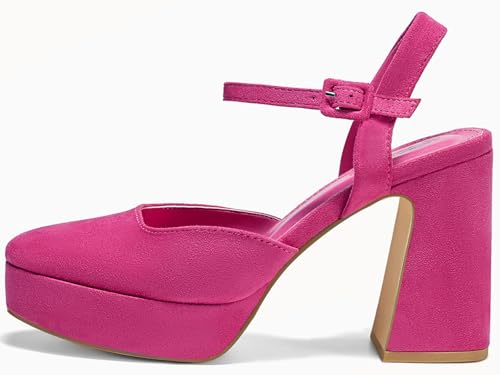 Coutgo Women's Chunky Platform High Heels Closed Toe Ankle Strap Pumps Wedding Party Dress Shoes4