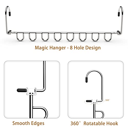 Magic Hangers Space Saving For Closet Organizer 6 Piece Stainless Steel Closet Space Saver Collapsible Hangers 8 Slots Cascading Hangers Upgraded Closet Storage For Heavy Clothes #TOP2
