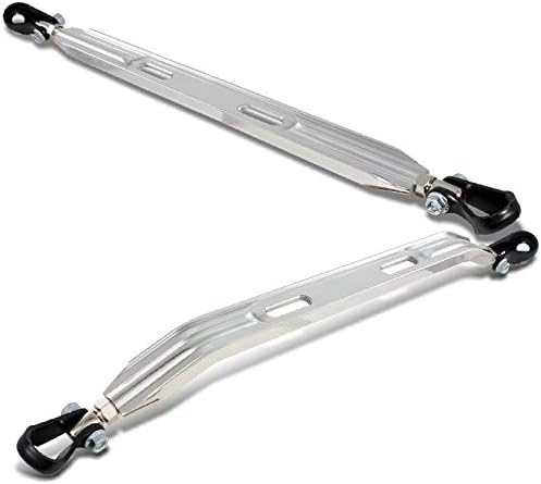 HYPERSPEED Strut Bar Front + Rear Lower Tower Brace Bar 2PCS CNC Aluminum Compatible with Honda Civic/CRX/Civic Del Sol Fit for Acura Integra, Automotive Replacement (Front+Rear(27") Lower, Silver)
