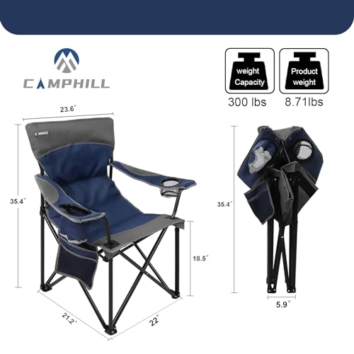 Oversized Portable Camping Chairs, Collapsible Outdoor Chairs with Pocket and Cup Holders, Carry Bag for Camping,Tailgates,Beach,and Sports - Image 4