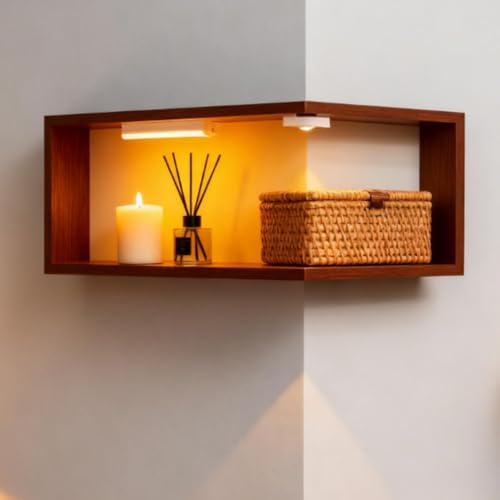 Corner Wall Shelf with Light,Illuminated Smart Corner Shelves that Light