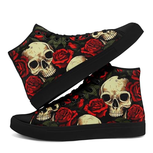 Gothic Skull High-Top Canvas Sneakers for Men Women Bold and Edgy Sneaker Design for Casual Wear Flat Walking Shoes4