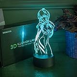 Anime Evangelion Figure Ayanami Rei Manga Art Lamp Home Decoration 3D Night Light LED Upward...