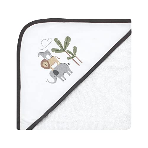 Image of Hudson Baby Unisex Baby Cotton Rich Hooded Towels, Safari Life, One Size