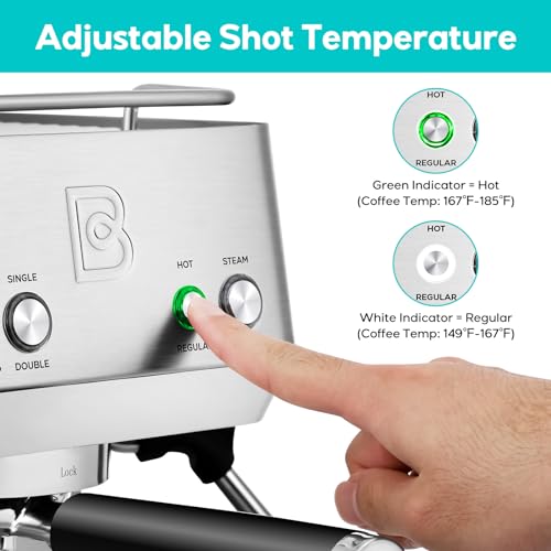 Image of CASABREWS Espresso Machines with Milk Frother, 20 Bar Espresso Maker with Hot Water Wand for Americano, Latte, Cappuccino, Espresso Coffee Machine with Adjustable Temperature, Gift for Women Men