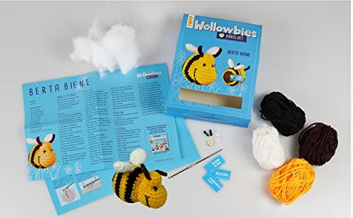 Wollowbies Häkelset Biene: Anleitung und Material für eine Biene zum Selber-Häkeln. Mit Holzknopf und Stofflabels zum Individualisieren. Fertiges Modell ca. 7 cm - Image 3